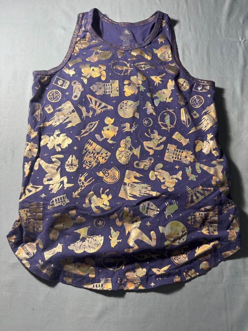 Kids Disney Parks Tank Top Size XL 14 Purple Gold Foil